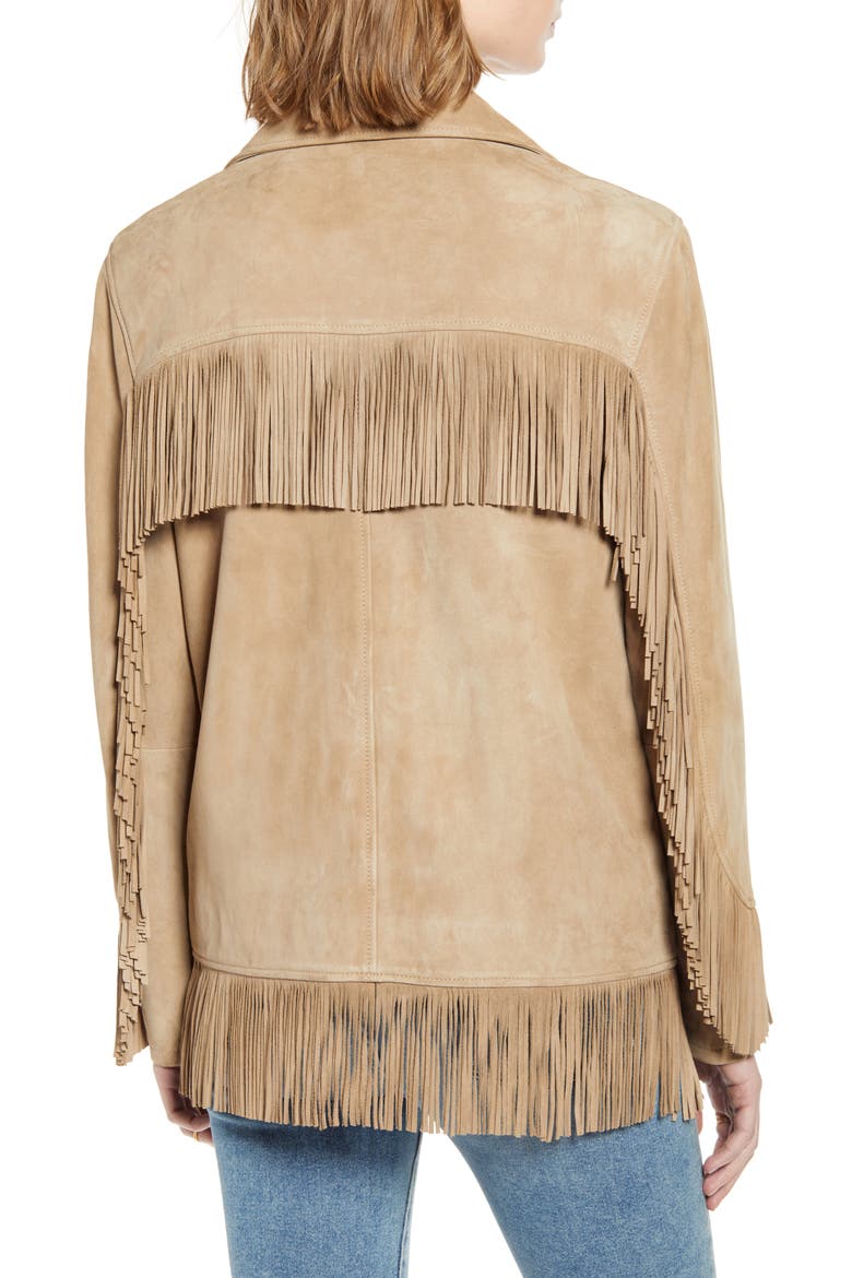 7 For All Mankind® Fringe Suede Jacket, Alternate, color, TAN