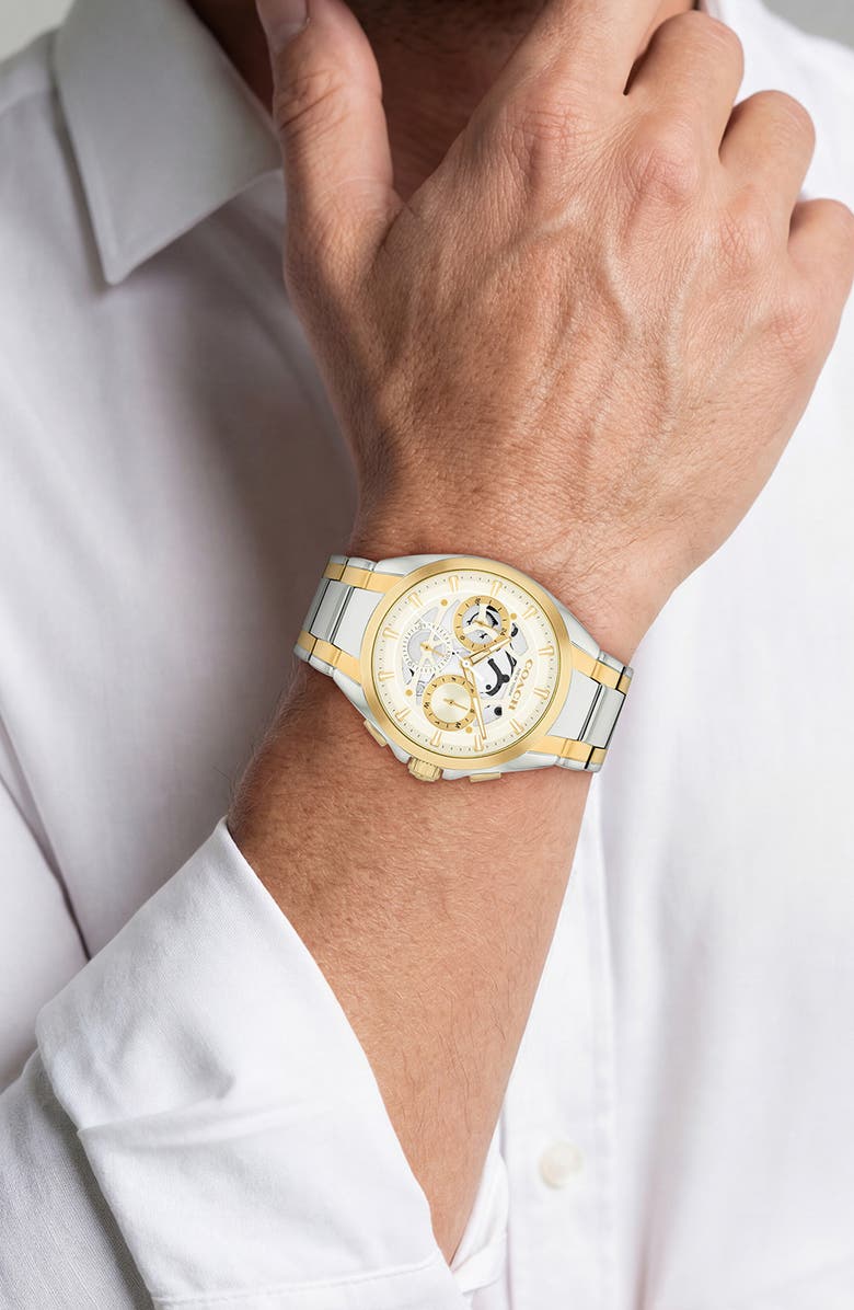 COACH Jackson Bracelet Chronograph Watch, 41.5mm, Alternate, color, Silver  Gold
