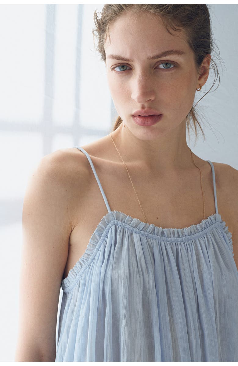 H&M Lace-trimmed chiffon strappy dress, Alternate, color, Light Blue