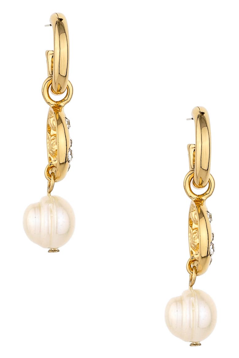 Freshwater Pearl Drop Earrings, Alternate, color, GOLD
