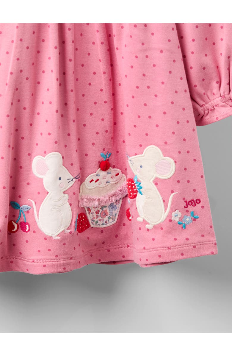 JOJO MAMAN BEBE Mouse Embroidered Long Sleeve Cotton Dress, Alternate, color, Pink
