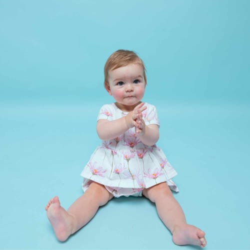 Norani Kids Organic Layered Dress With Matching Bloomers In Pink Petals
