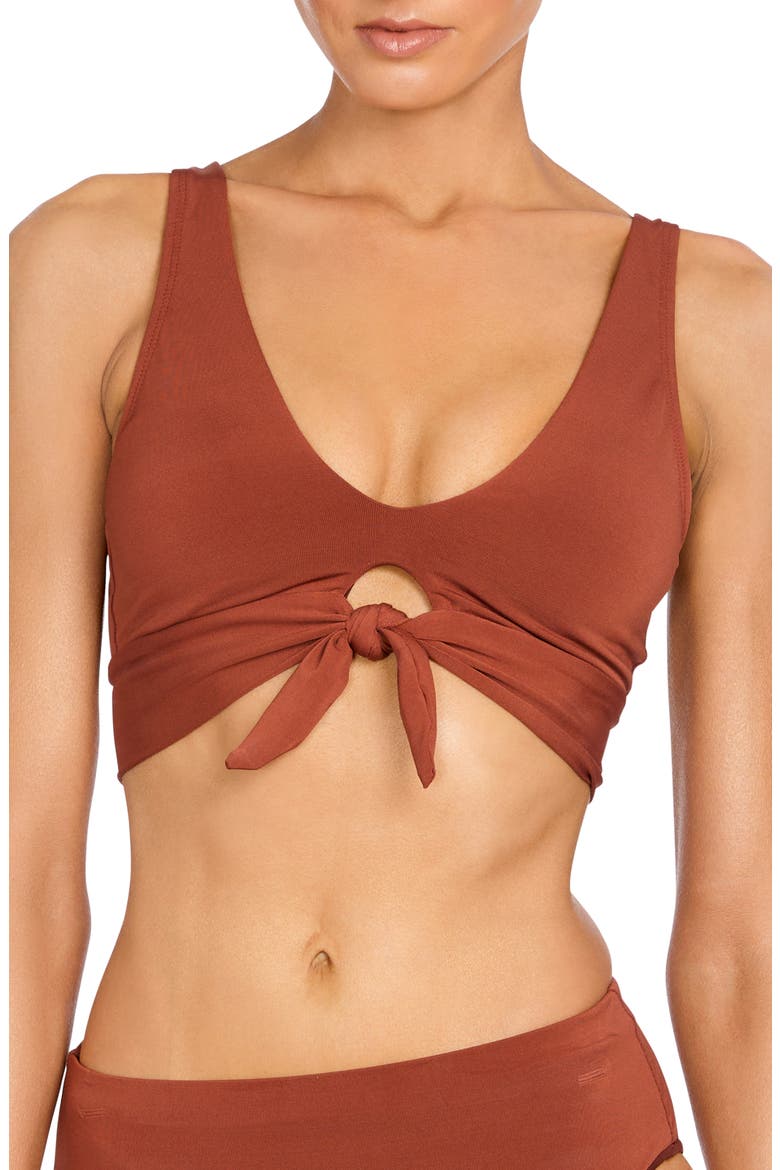 Ava Knot Front Bikini Top, Main, color, SEPIA