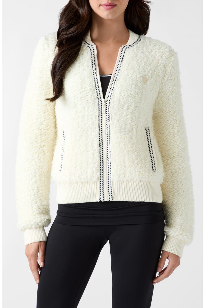 Emma Bomber Fleece Jacket, Main, color, VANILLA CREAM