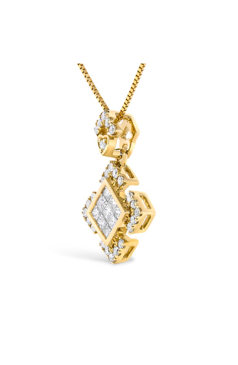 Haus of Brilliance 10K Yellow Gold 3/8 Cttw Princess Diamond Geometric Pendant Necklace, Alternate, color, Yellow Gold