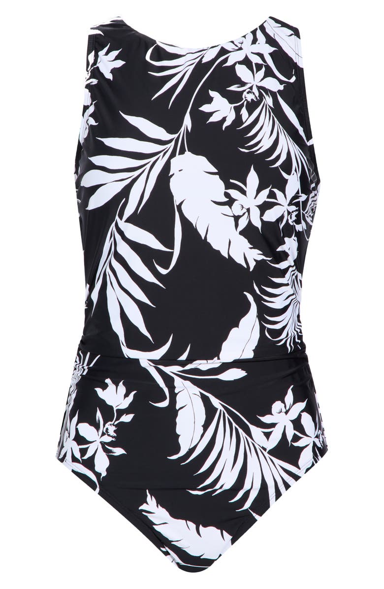 JANTZEN High Neck One-Piece Swimsuit, Alternate, color, Black