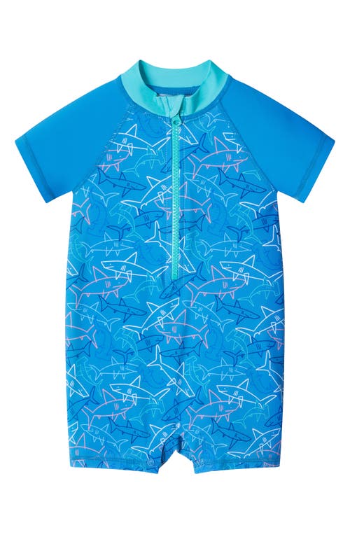 Andy & Evan Short Sleeve One-piece Swimsuit & Hat Set In Aqua
