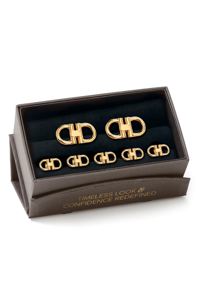 Cufflinks, Inc. Horsebit Cuff Links & Shirt Studs Set, Alternate, color, Gold