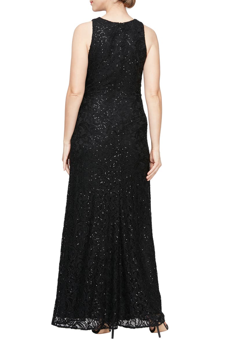 Alex Evenings Ruffle Sequin Lace Gown, Alternate, color,