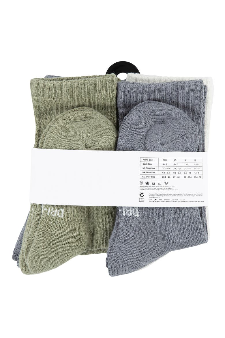 Kids' Basic Swoosh Performance Crew Socks, Alternate, color, LIGHT BONE