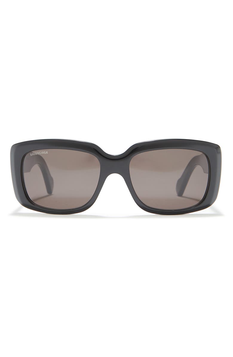 Balenciaga 56mm Core Square Sunglasses, Main, color, Black Black Grey