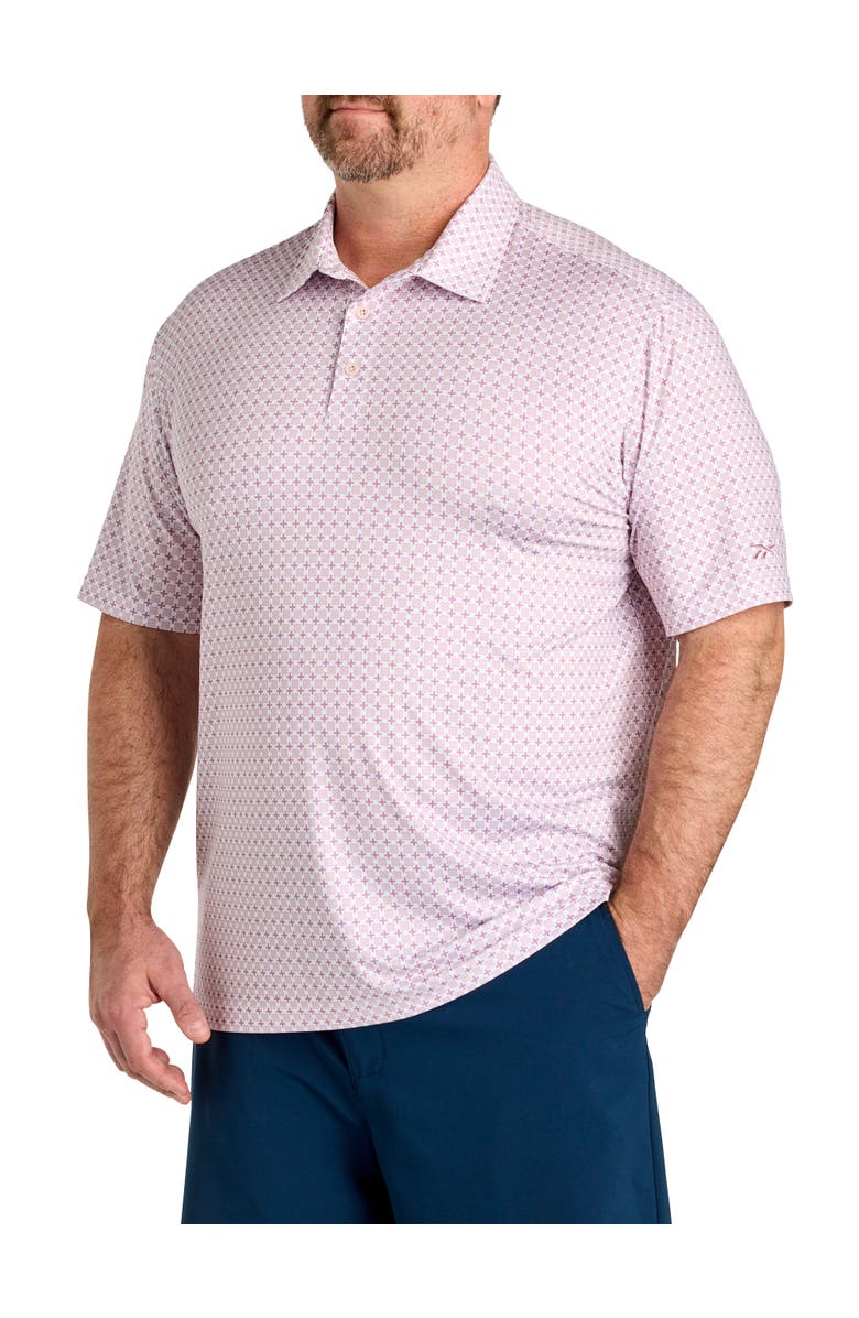 Reebok Big & Tall Mini Geometric Print Performance Polo Shirt, Main, color, Muted Mauve