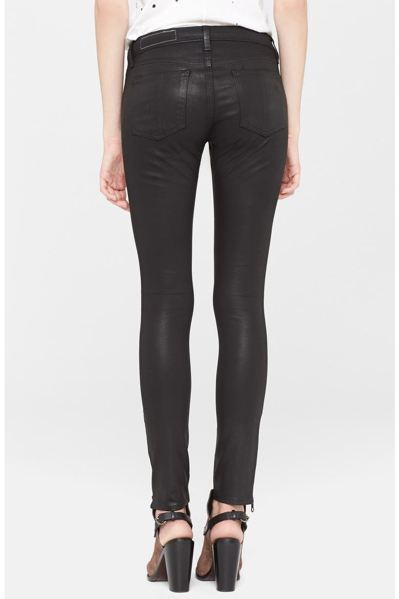 Coated Ankle Zip Skinny Jeans, Alternate, color, COATED BLACK