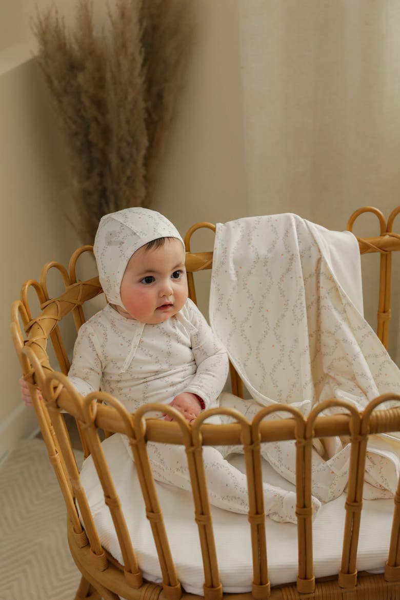 Vine Baby Blanket - Ivory, 95% Cotton 5% Spandex, Alternate, color, Ivory