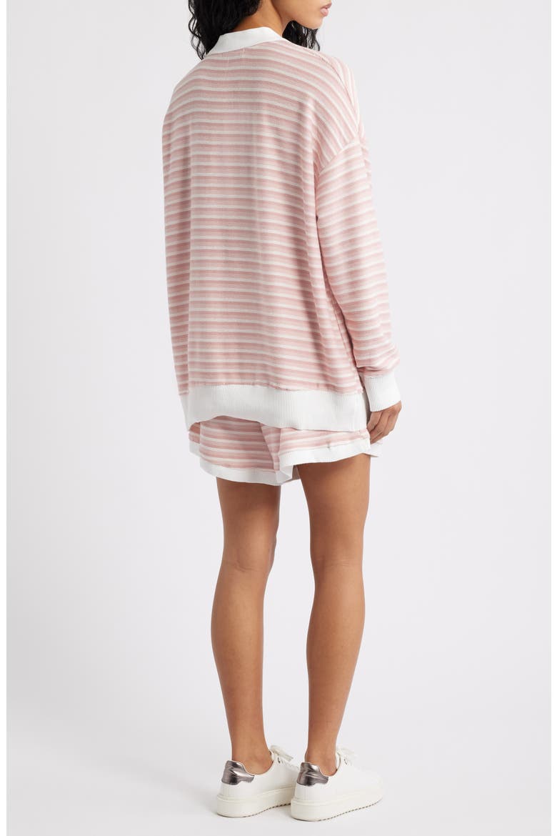 Dealia Stripe Polo Sweater & Shorts Set, Alternate, color, PINK STRIPE
