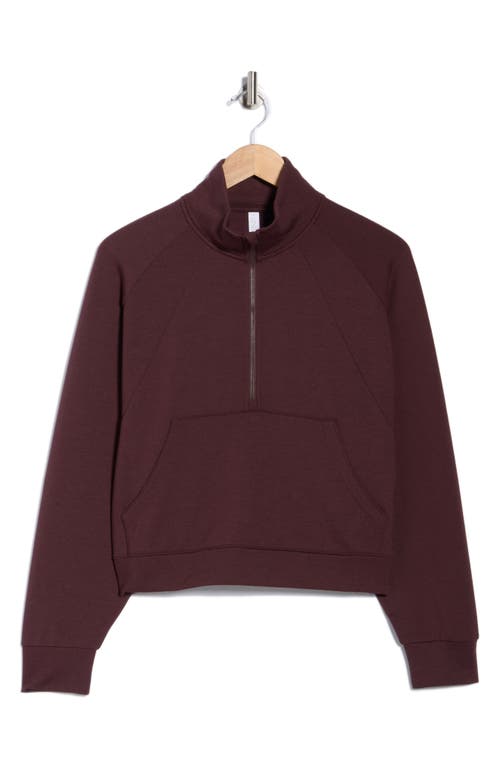 Z By Zella Cozy Scuba Fleece Half-zip Sweatshirt In Burgundy