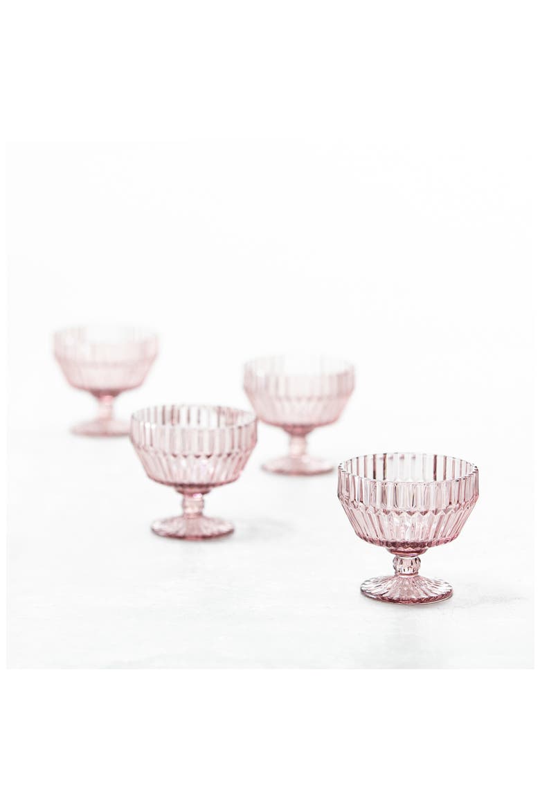 Archie Set of 6 Pink Footed Dessert Bowls, Alternate, color, PINK