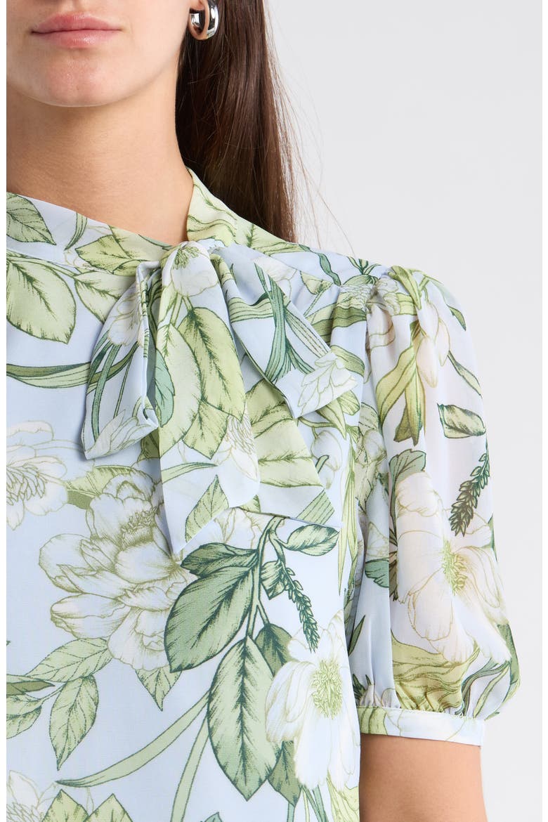 Serenade Bloom Rayna Bow Puff Sleeve Top, Alternate, color, WHITE GREENS