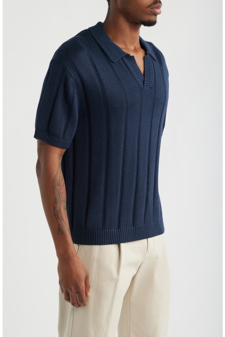 Boxy Short Sleeve Polo Sweater, Alternate, color, NAVY ECLIPSE