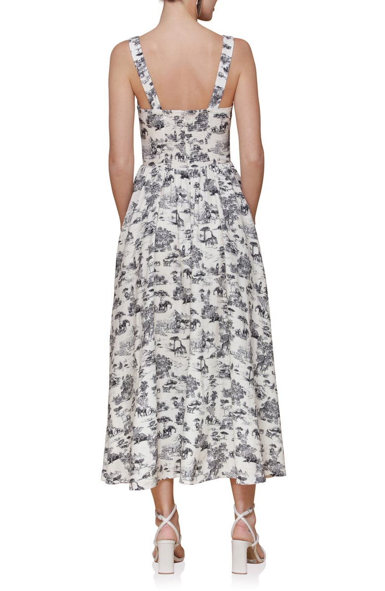 Avec Les Filles Bustier Linen Blend Midi Sundress, Alternate, color, Safari Toile Black