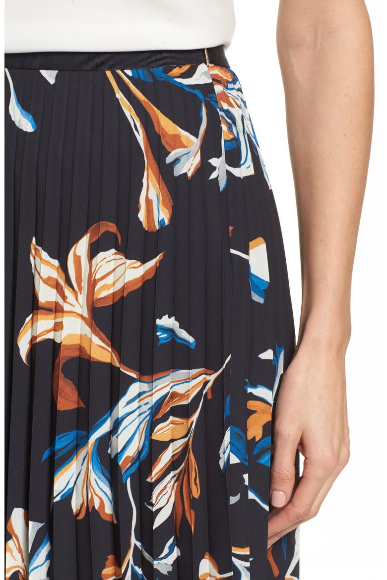 Viplisa Pleated Floral Skirt, Alternate, color, NAVY FANTASY