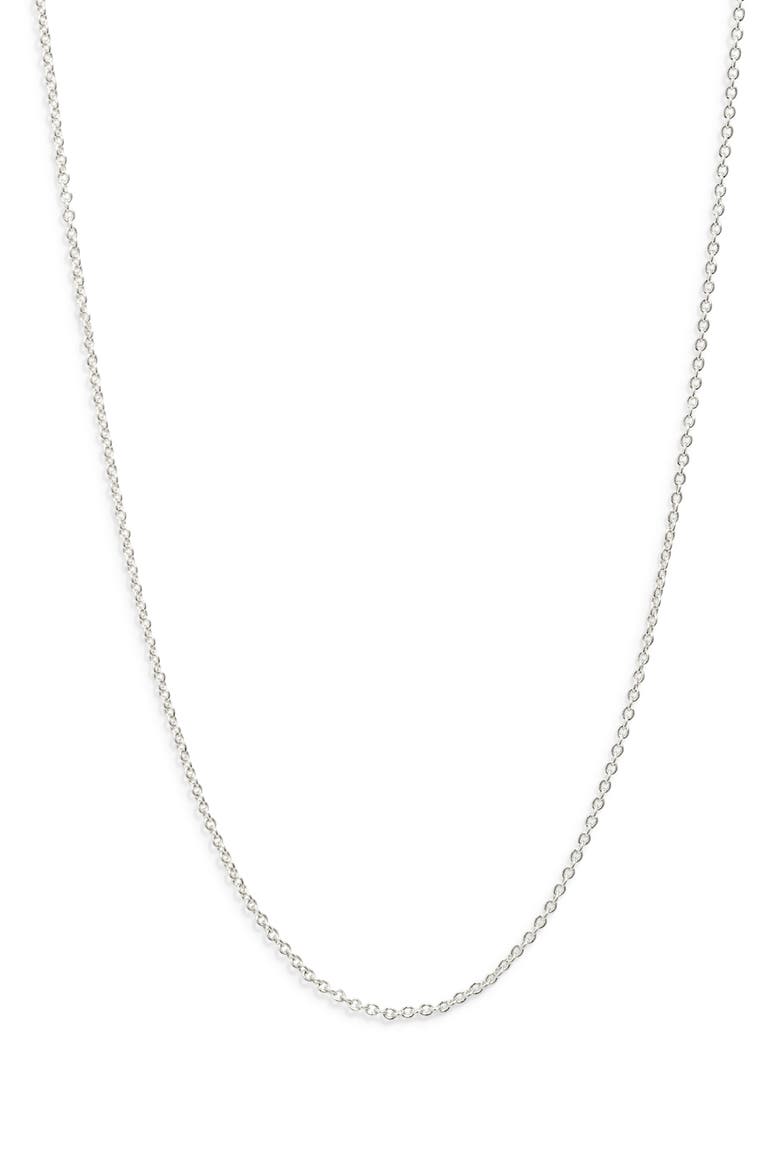 Skinny Cable Chain Necklace, Main, color, SILVER