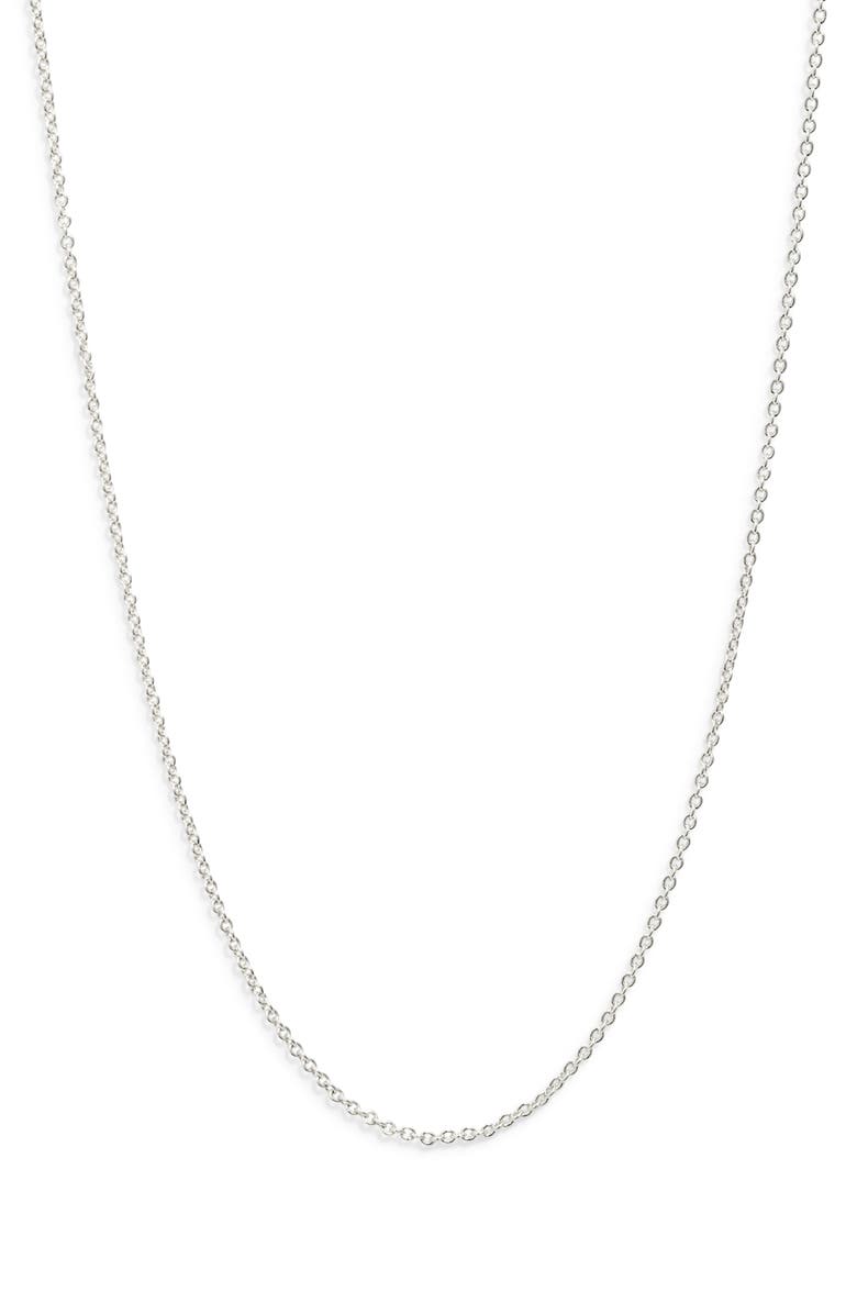 THE SIS KISS Skinny Cable Chain Necklace, Main, color, Silver