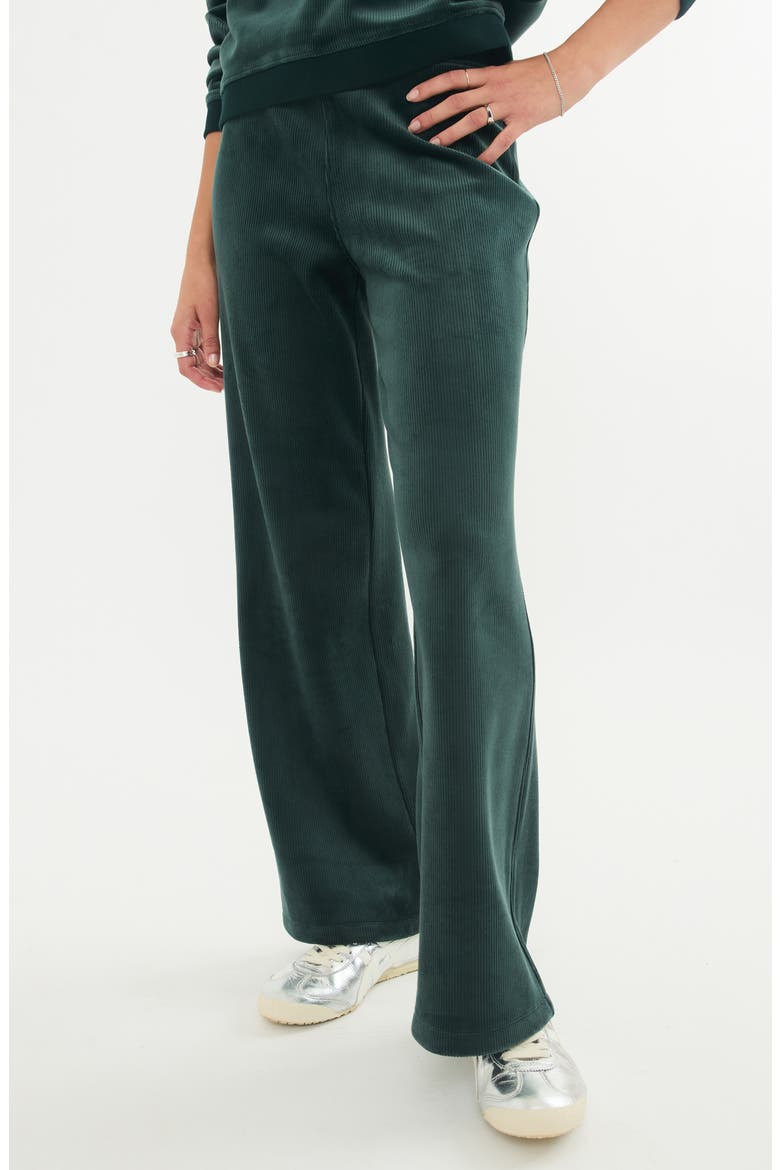 Cord Velour Flare Pants, Alternate, color, GREEN