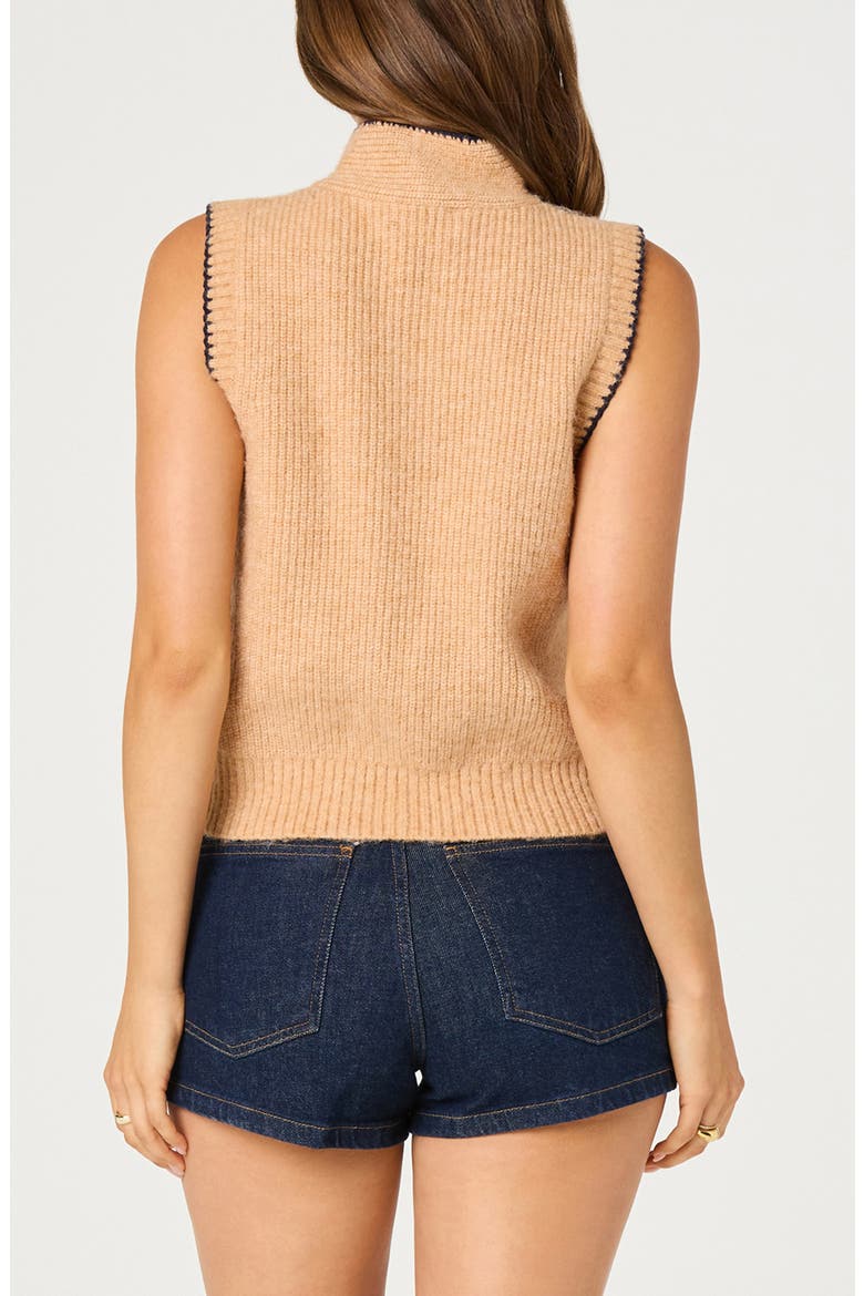 Auberthe Tie Neck Sweater Vest, Alternate, color, CAMEL