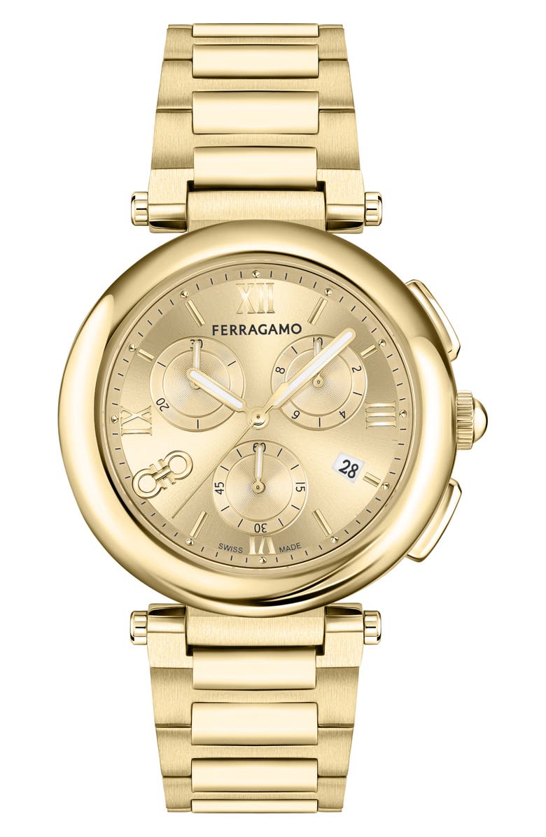 FERRAGAMO Legacy Quartz Bracelet Watch, 40mm, Main, color, Ip Yellow Gold