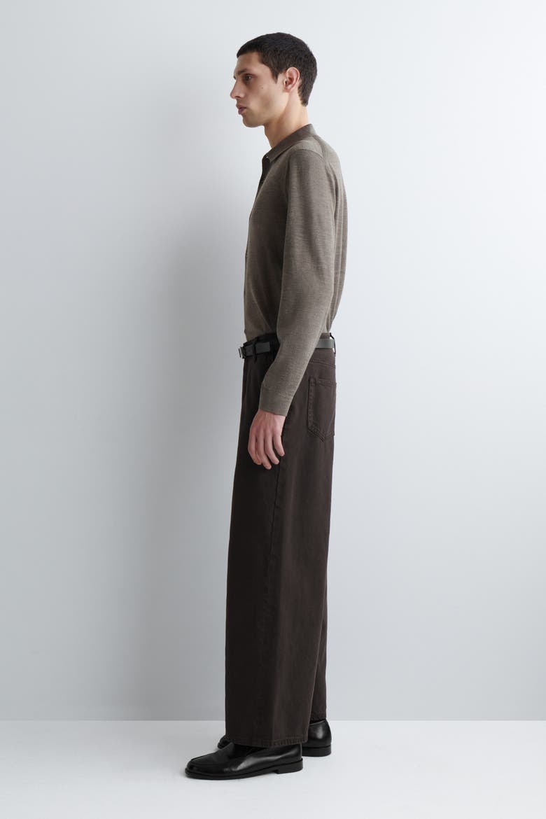 Oversized Wide-leg Denim Trousers, Alternate, color, DARK BROWN