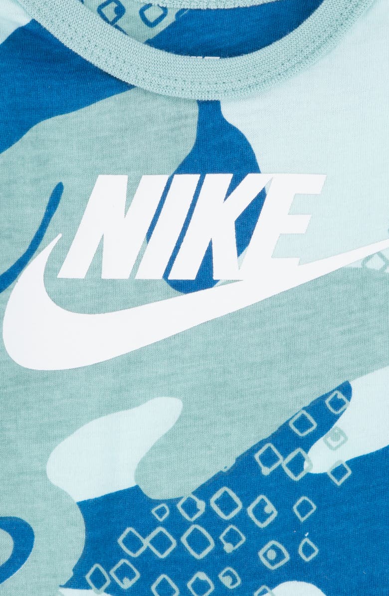 Nike Sportswear Club Camo Bodysuit & Joggers Set, Alternate, color, Industrial Blue