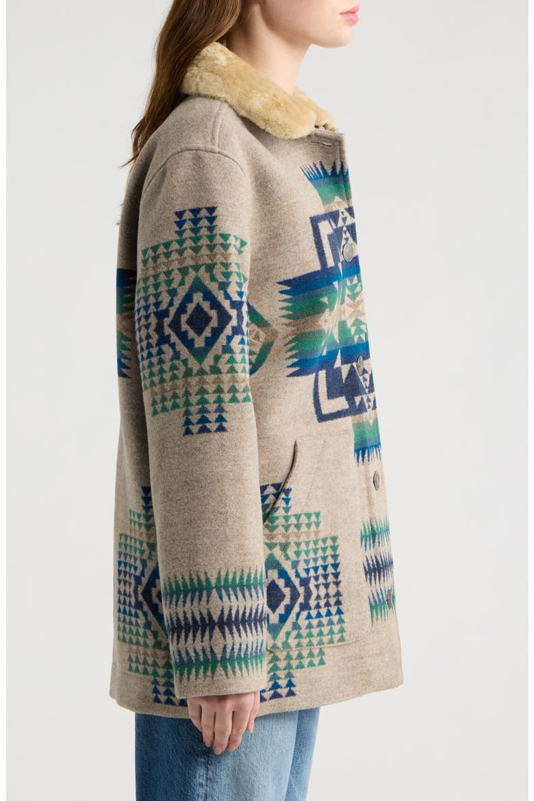 Brownsville Wool Coat with Genuine Shearling Collar, Alternate, color, CHIEF JOSEPH TAN