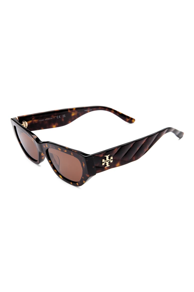 55mm Rectangular Sunglasses, Alternate, color, DARK TORTOISE / DARK BROWN