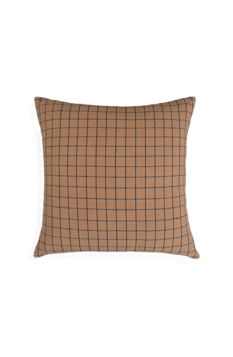 Naki & Ssam Rustic Elegance Brown Throw Pillow with Grid Pattern - Cover Only, Alternate, color, Brown/Green