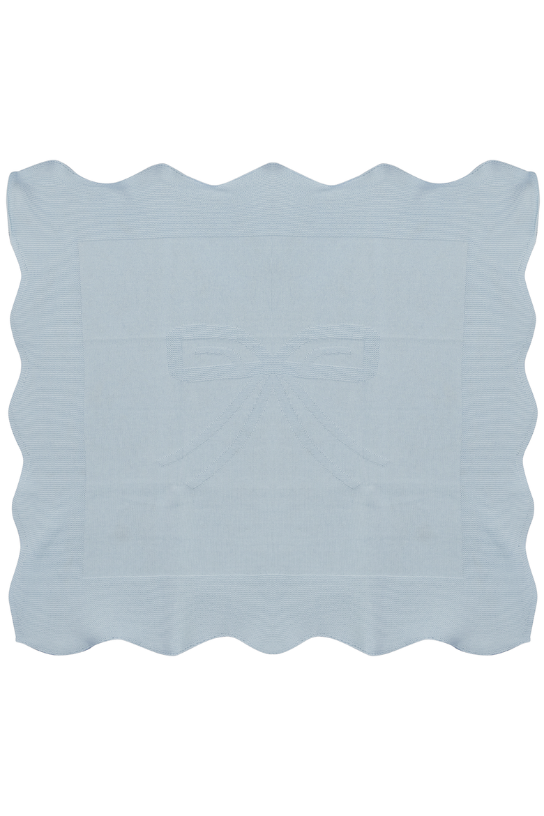 Pony Bow Print Pointelle Knit Blanket, Main, color, Blue Mist