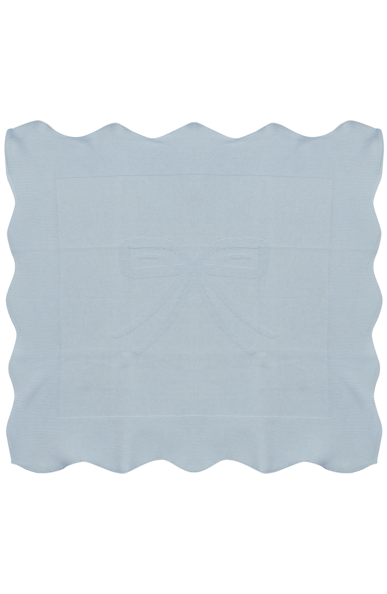 Bebe Bella Pony Bow Print Pointelle Knit Blanket, Main, color, Blue Mist
