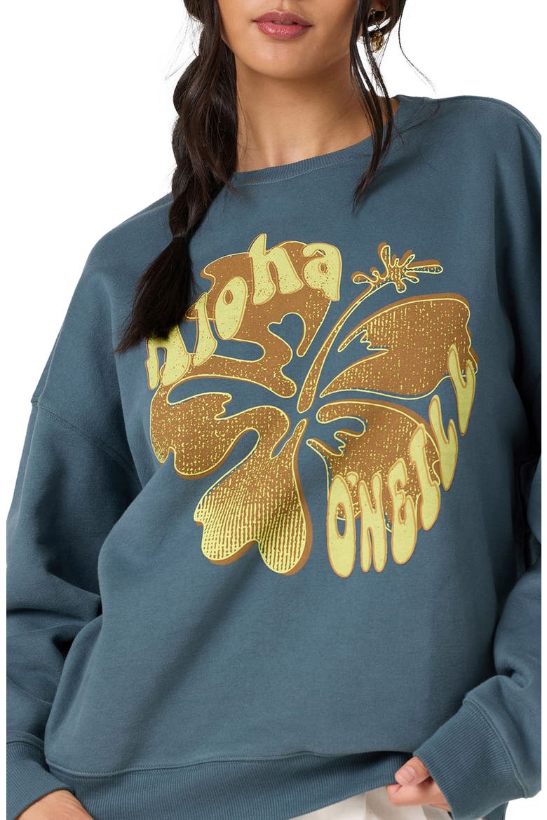 Hibiscus Hawaii Oversized Graphic Sweatshirt, Alternate, color, DARK SLATE