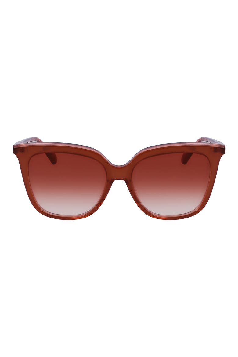 53mm Rectangular Sunglasses, Main, color, BROWN/ ROSE