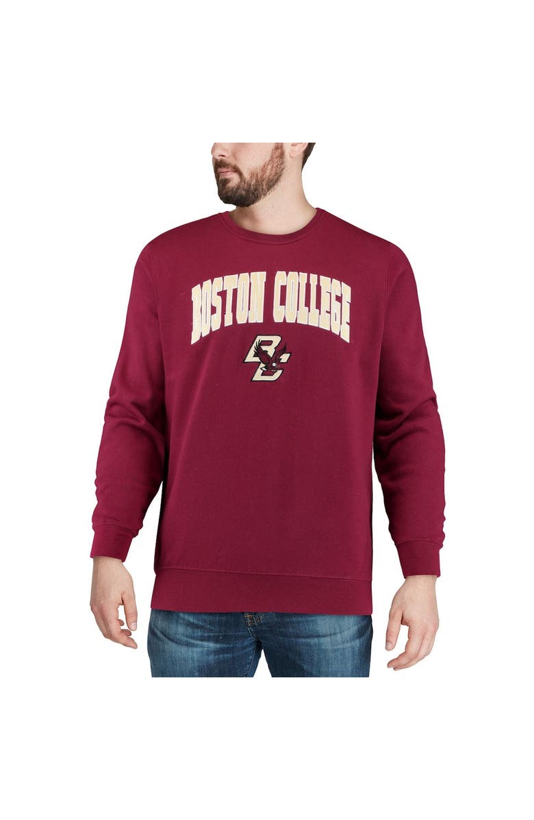 COLOSSEUM Men's Colosseum Maroon Boston College Eagles Arch & Logo Crew Neck Sweatshirt, Alternate, color, Maroon