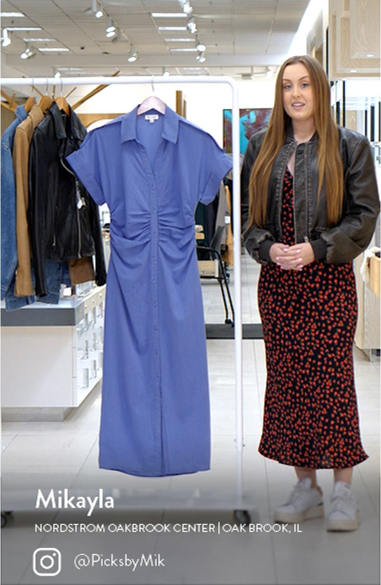 Ruched Spread Collar Midi Shirtdress, sales video thumbnail