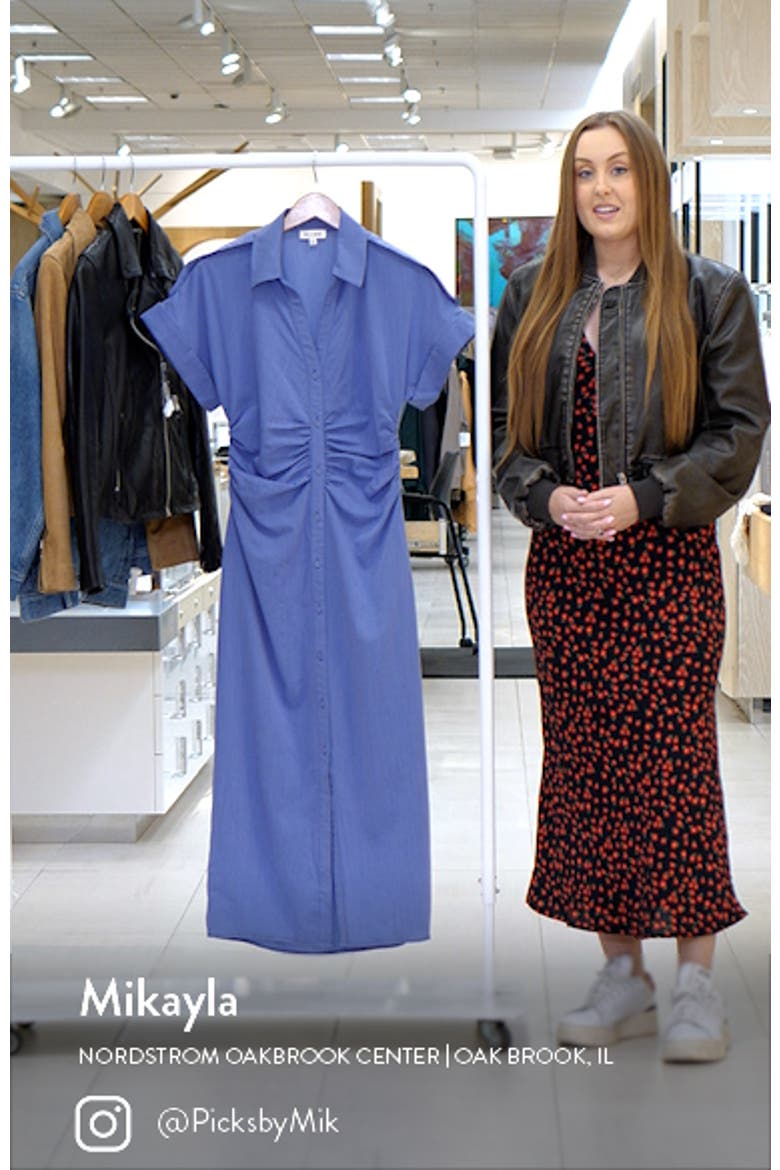 Ruched Spread Collar Midi Shirtdress video
