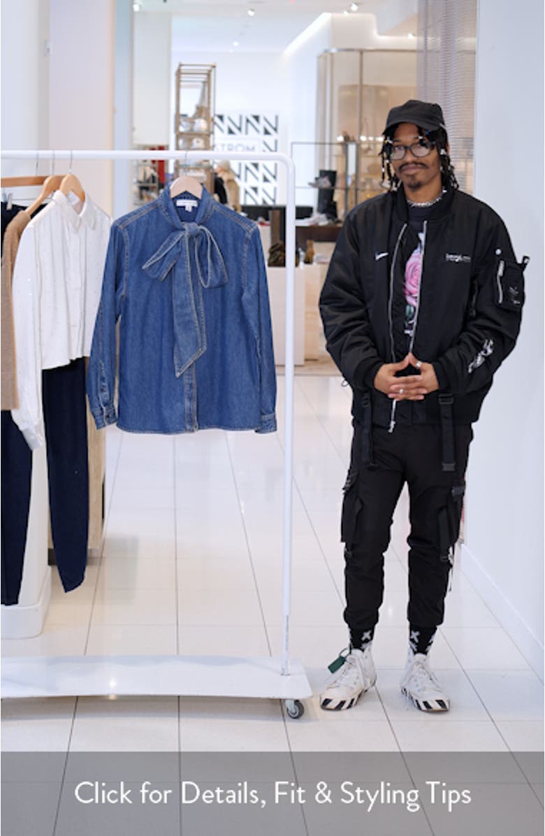 Secretary Cotton Blend Denim Top, sales video thumbnail