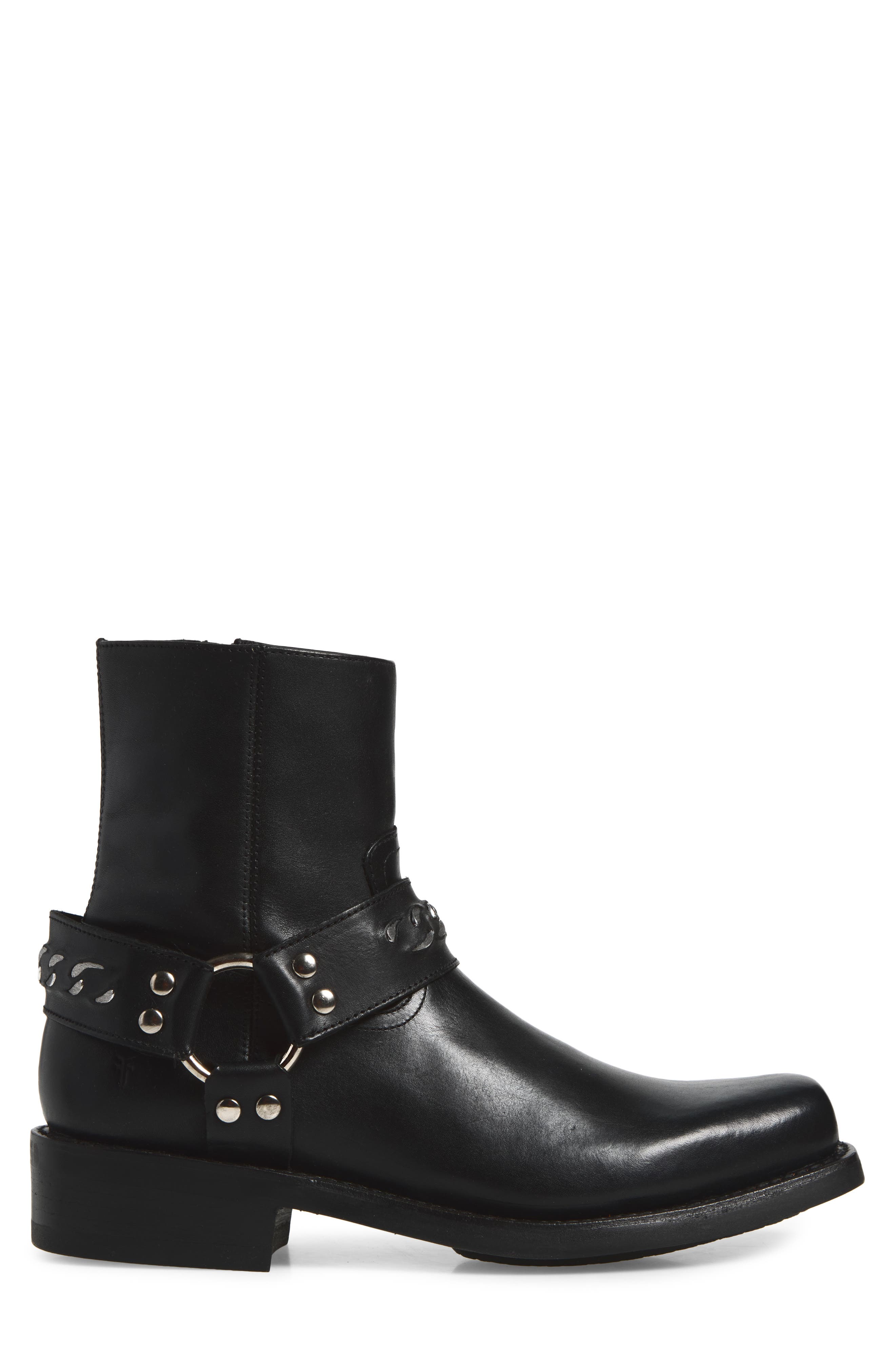 Conway Chain Harness Leather Boot, Alternate, color, BLACK