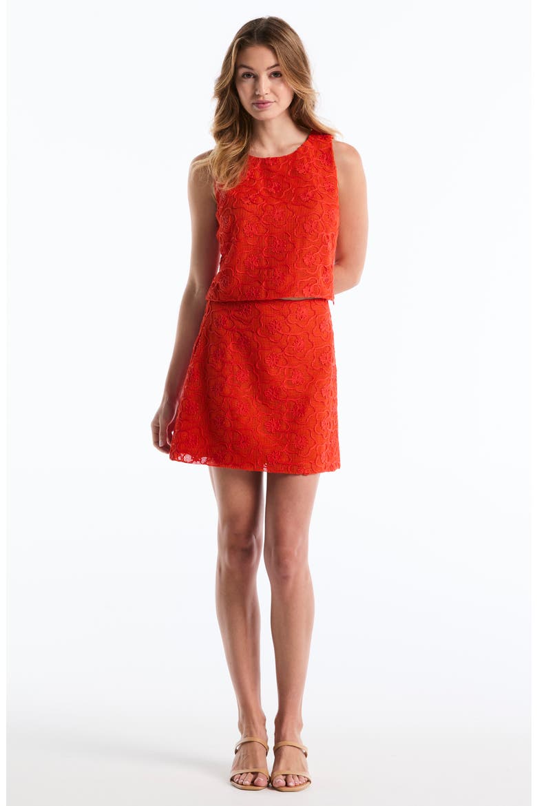 Embroidered Shell, Alternate, color, GRENADINE