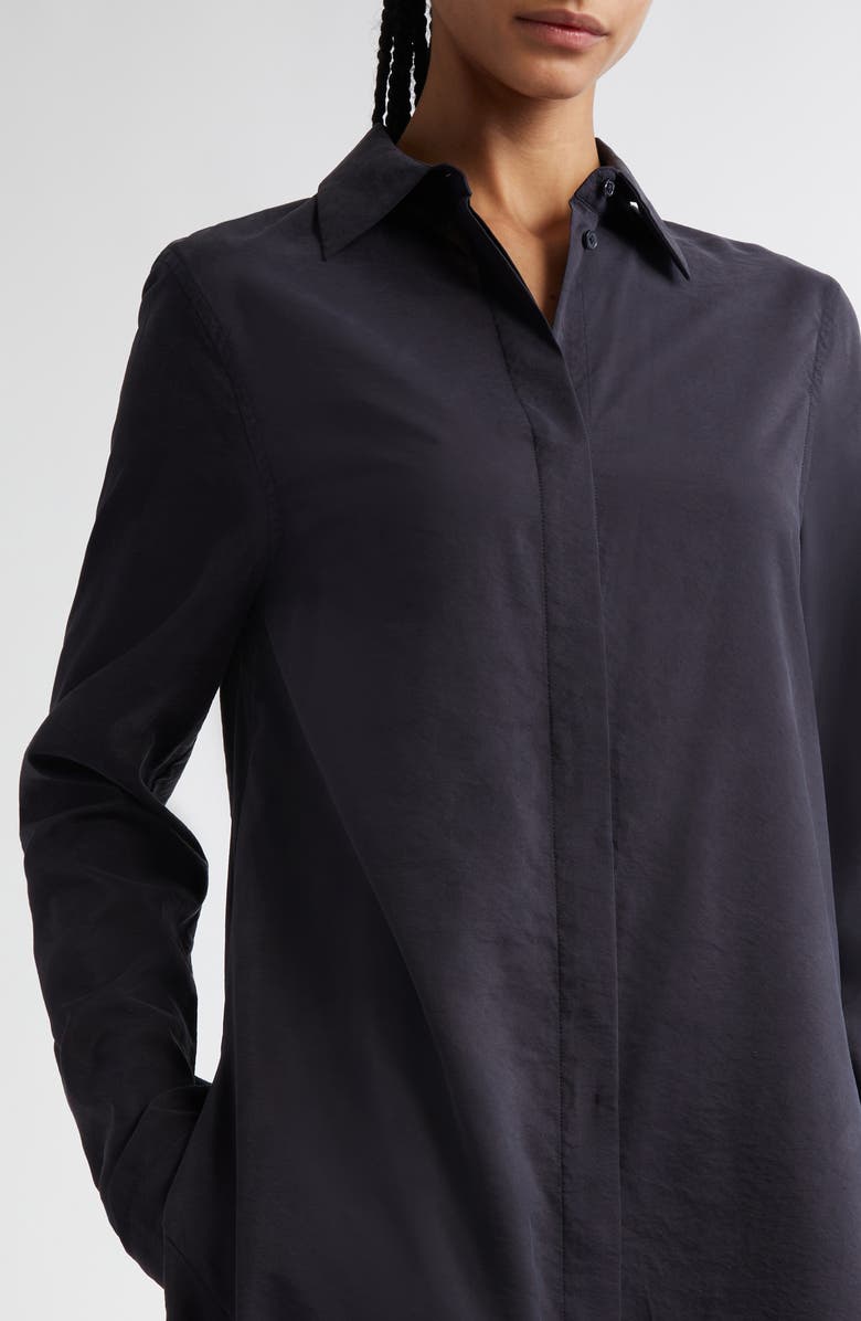 TOTEME Parachute Long Sleeve Silk Blend Maxi Shirtdress, Alternate, color, Nightfall