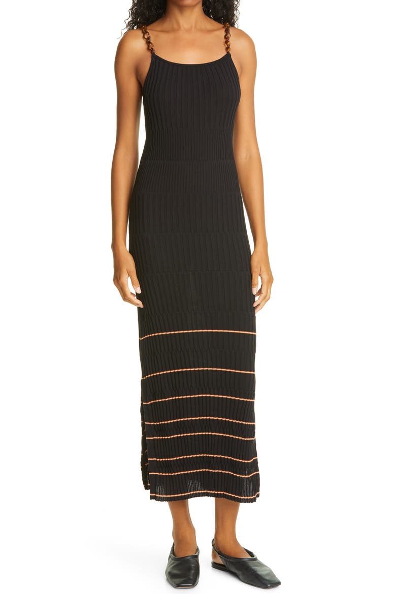 Jonathan Simkhai Mixed Ribbing Tank Dress, Main, color, BLACK