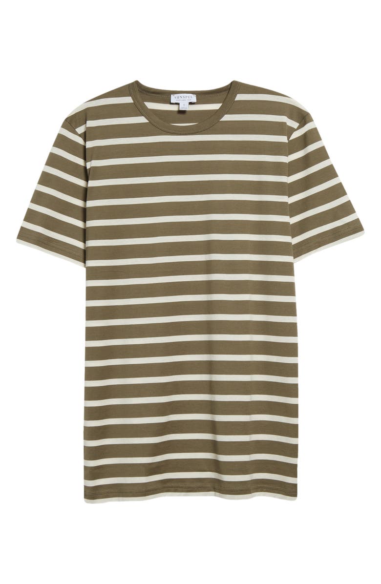 Sunspel Stripe Cotton Crewneck T-Shirt, Main, color, 