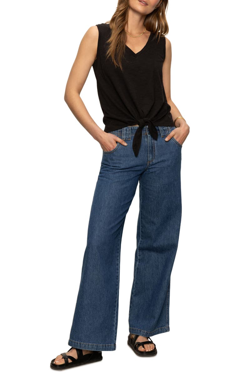 Sanctuary V-Neck Tie Hem Slub Tank, Alternate, color,