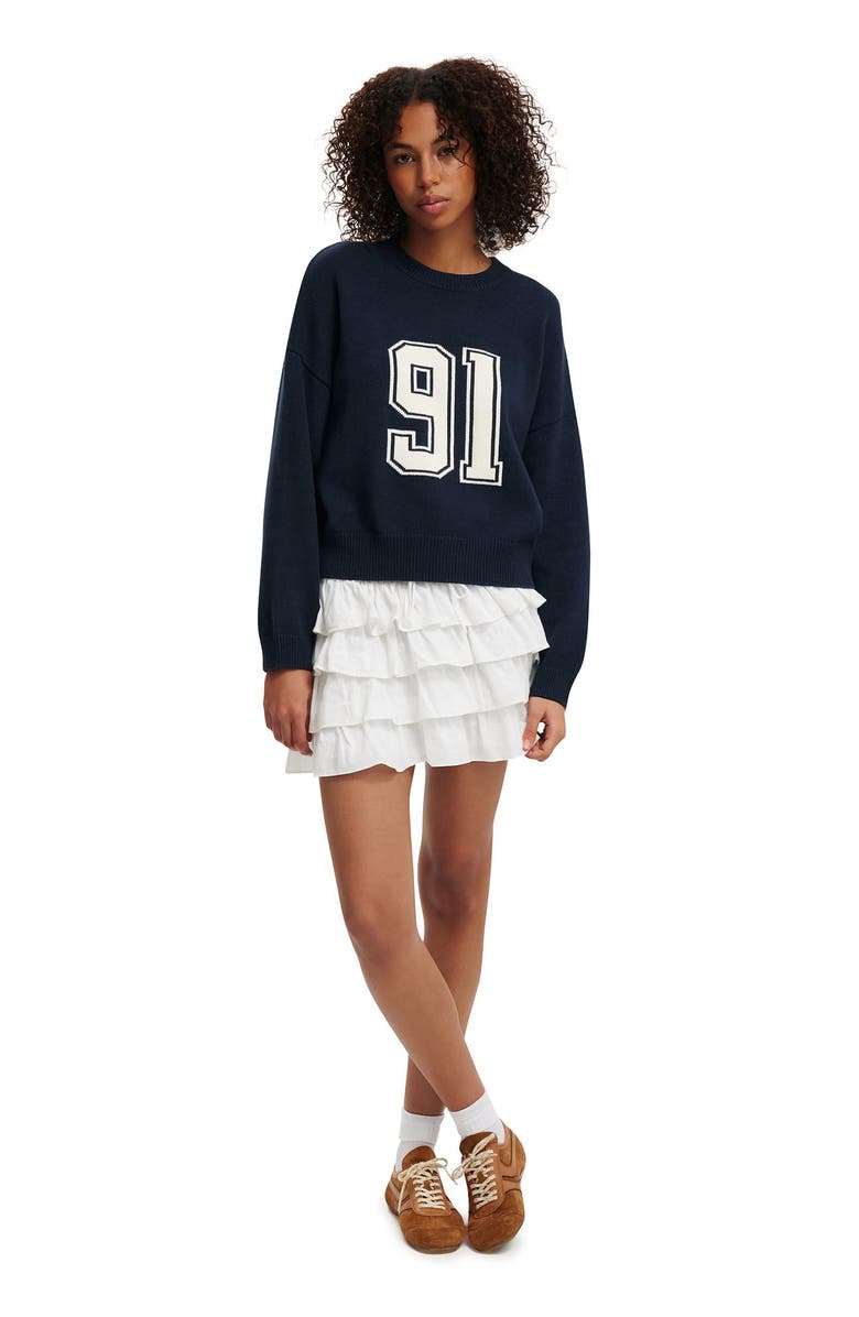 Cotton On Women's Cotton Crew Neck Sweater, Alternate, color, Navy 91